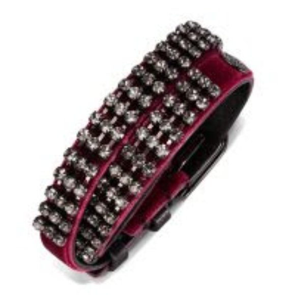 NWT Tory Burch CRYSTAL EMBELLISHED DOUBLE-WRAP VELVET BRACELET-- Imperial Garnet - Picture 11 of 11